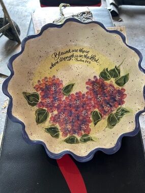Handpainted Floral Decorative Bowl with Script Verse